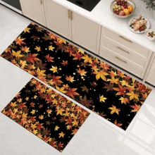 1pc Maple Leaf Pattern Diatomaceous Earth Kitchen Mat, Absorbent Kitchen Floor Mat, Kitchen Rug, Long Runner Mat, Sink Front Mat, Suitable For Kitchen, Bathroom, Entryway, Hallway, Laundry Room And Home Decor - Multicolor - View 2