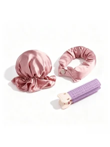 5Pcs Heatless Curling Rod Set Matching Hair Clips And Scrunchies Soft Fabric No Heat Damage Big Wave Overnight Hair Styling Tools For Sleeping Daily Hairstyle - Multicolor - View 11