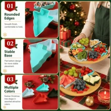 Christmas Tree Rotating Snack Tray, 8 Compartments Holiday Candy Serving Organizer, Christmas Party Table Centerpiece For Candy Chocolate Nuts CookiesHoliday Gift - Multicolor - View 4