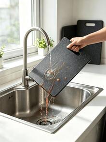 1/3PCS Marble Cutting Board Set, Hanging Plastic Cutting Board, Professional Kitchen Cutting Board, Camping Cutting Board, Home Cutting Board, Cutting Board, Chopping Board, Home Goods Cutting Board, Double-Sided Cutting Board, Washable Plastic Kitchen Cutting Board, Kitchen Accessories And Tools, Kitchen Utensils, Used For Cutting Vegetables, Fruits And Meats, Kitchen Essentials, Kitchen Accessories, Suitable For Christmas, Halloween And Other Holidays - Black - View 5