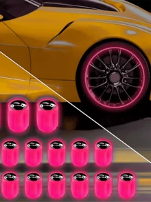 12/8 Pcs Fluorescent Tire Valve Caps - Flash Tire Hats, Automotive Tire Decorations, Light Up Your Car With These Unique Car Gifts, A Must-Have For A New Car, A Gift For A New Car,The Car Tire Valve Cap And Motorcycle Valve Core Emit Light. - Multicolor - View 9
