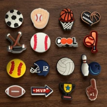 16 Pcs Sports-Themed PVC Shoe Charm Set, Suitable For Clogs, Sandals, Beach Shoes,And Slides. Perfect For Sports Enthusiasts And Ideal As Party Favors - Multicolor - View 1