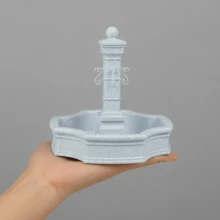 3D Printed Dollhouse Fountain Water Feature 1:12 Scale Miniature Garden Decoration Pool Landscape Ornament Miniature Furniture Outdoor Scene Accessory Home Decor Display Collectible Ornament Model Simple Assembly Required - Light Grey - View 12