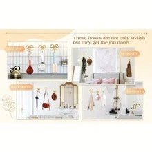 1/2pcs Gold Elegant Bow Metal Wall Hooks, Exquisite Painted Craftsmanship, Sturdy And Durable, No-Drill Convenient Wall Storage, Can Hang Keys, Hats, Clothes, Suitable For Entryway, Living Room, Bedroom, Bathroom, Princess Room Decoration, Simple And Highly Attractive, Home Wall Organization Essential - Multicolor - View 6