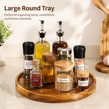 360° Rotatable Round Wooden Turntable, Multifunctional Spice Storage Tray For Kitchen Counter, Cabinet & Bathroom, Easy To Clean, Ideal Gift For Father's Day, Housewarming & Birthday - Khaki - View 10