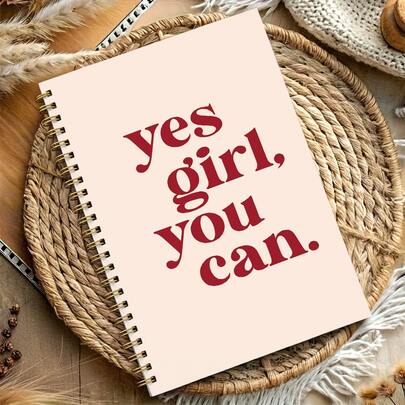 1 pièce Cahier à spirale A5 avec citations inspirantes - "Yes Girl, You Can" Journal inspirant pour femmes, fournitures de bureau/étude, 50 pages, 5,5x8,3 pouces