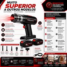 Aspirador De Pó Soprador Com 2 Bateria 48v Recarregáveis Portatil Turbo Para Limpeza Completa - Aspirador 21V - Visão 3