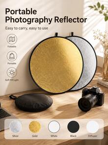 2-In-1 & 5-In-1 Foldable Photography Reflector, Portable Round Gold Silver White Black Soft Light Reflector, Suitable For Portrait, Product, Studio And Outdoor Photography, Multiple Sizes Available - one-size - View 1