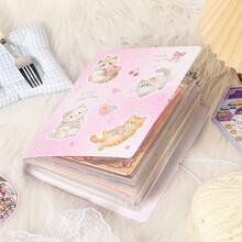 可愛動物設計卡片收藏相簿，便攜式照片卡收納本，透明口袋收納本，適用於 DIY 剪貼簿用品與卡片 - A - 查看 2