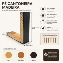 Cantoneira De Madeira Para Sofá Cama E Poltrona Fixação Lateral Reforçada Com Parafusos Inclusos Kit Com 4 Pés - Caramelo - Visão 3
