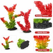 Artificial Coral Reef Aquarium Ornament Set, Gradient Branch Fish Tank Decor With Stable Rock Base, Aquascape Landscape Accessory - A - View 2