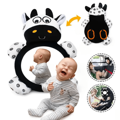 Espejo retrovisor para bebé, espejo de observación para asiento de coche orientado hacia atrás, espejo cognitivo de peluche con diseño de animal a prueba de caídas, espejo de monitoreo del asiento trasero, juguete compañero de viaje para bebé