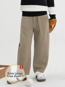 Balabala 2025 Tween Boy Sports Pants, Loose Joggers – Soft Casual Pants - Khaki - View 2
