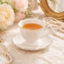 12-Piece 2.7oz/80ml Ceramic Espresso Cup & Saucer Set, 6 Cups + 6 Saucers With Elegant Gold Rim, White Demitasse Coffee Cups In Gift Box, Tea & Coffee Set For Home Café, Afternoon Tea, Wedding, Housewarming & Holiday Gift - White - View 11