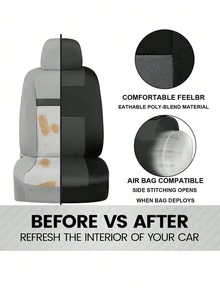 Universal 9 Pcs/5 Seat Car Seat Cover Set, Breathable Polyester Full Wrap Auto Seat Protector Compatible With Airbags, Anti-Slip All Season Seat Cushion Fit Most Sedans, SUVs And Trucks, Multiple Color Options,Car Interior Accessory Kit - A - View 7