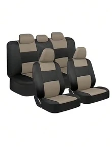 Universal 9 Pcs/5 Seat Car Seat Cover Set, Breathable Polyester Full Wrap Auto Seat Protector Compatible With Airbags, Anti-Slip All Season Seat Cushion Fit Most Sedans, SUVs And Trucks, Multiple Color Options,Car Interior Accessory Kit - A - View 18