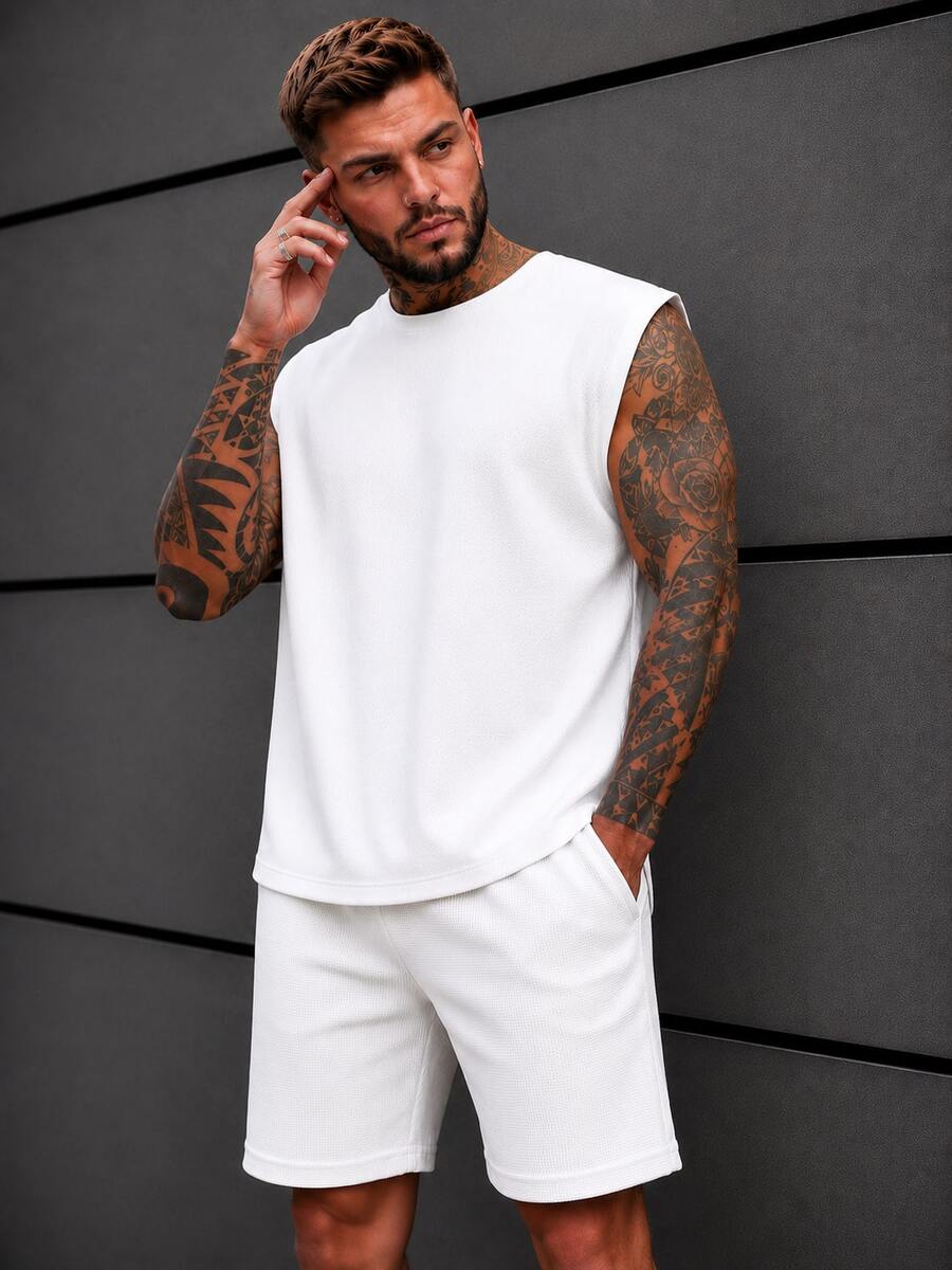 Regata machão estilo treino academia 100% algodão premium lisa streetwear gringa trap maromba - Branco - Visão 1