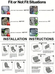 Universal PU Car Seat Cover Set, Diamond Quilted Car Seat Protector With Colorful Piping, Non-Slip Back Breathable Full Set Seat Cushions, Easy Installation Interior Accessories, Suitable For Sedan SUV Truck Pickup, Car Interior Protection Set - A - View 12