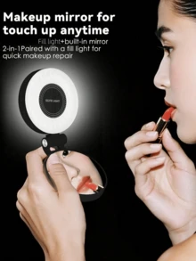 3-In-1 Magnetic Selfie Fill Light With 2.4-Inch Mirror - 3 Adjustable Modes, Rechargeable - Suitable For Photography, Makeup, Vlogging And Video Recording - one-size - View 11