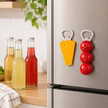 1pc Cute Magnetic Bottle Opener, Beautifully Designed With Candy Bar And Cheese Patterns. Multifunctional Kitchen Gadget, Easily Sticks To The Refrigerator Without Power Supply, Ideal For Home Use And Holiday Gifting. - Multicolor - View 4