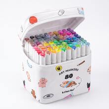 48/60/80 Colors Professional Dual Tip Art Markers Brush & Fine Painting Marker Set For Artist Coloring Drawing Illustration Back To School - Multicolor - View 8