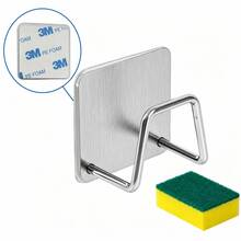 2pcs Set, (1 Kitchen Sink Sponge Holder + 1 Cleaning Sponge), 304 Stainless Steel Material, No-Drill Installation, Rust-Proof And Waterproof, Quick Drainage, Space-Saving Sink Organizer, Suitable For Kitchen And Bathroom - 1 Drain Rack and 1 Sponge - View 9