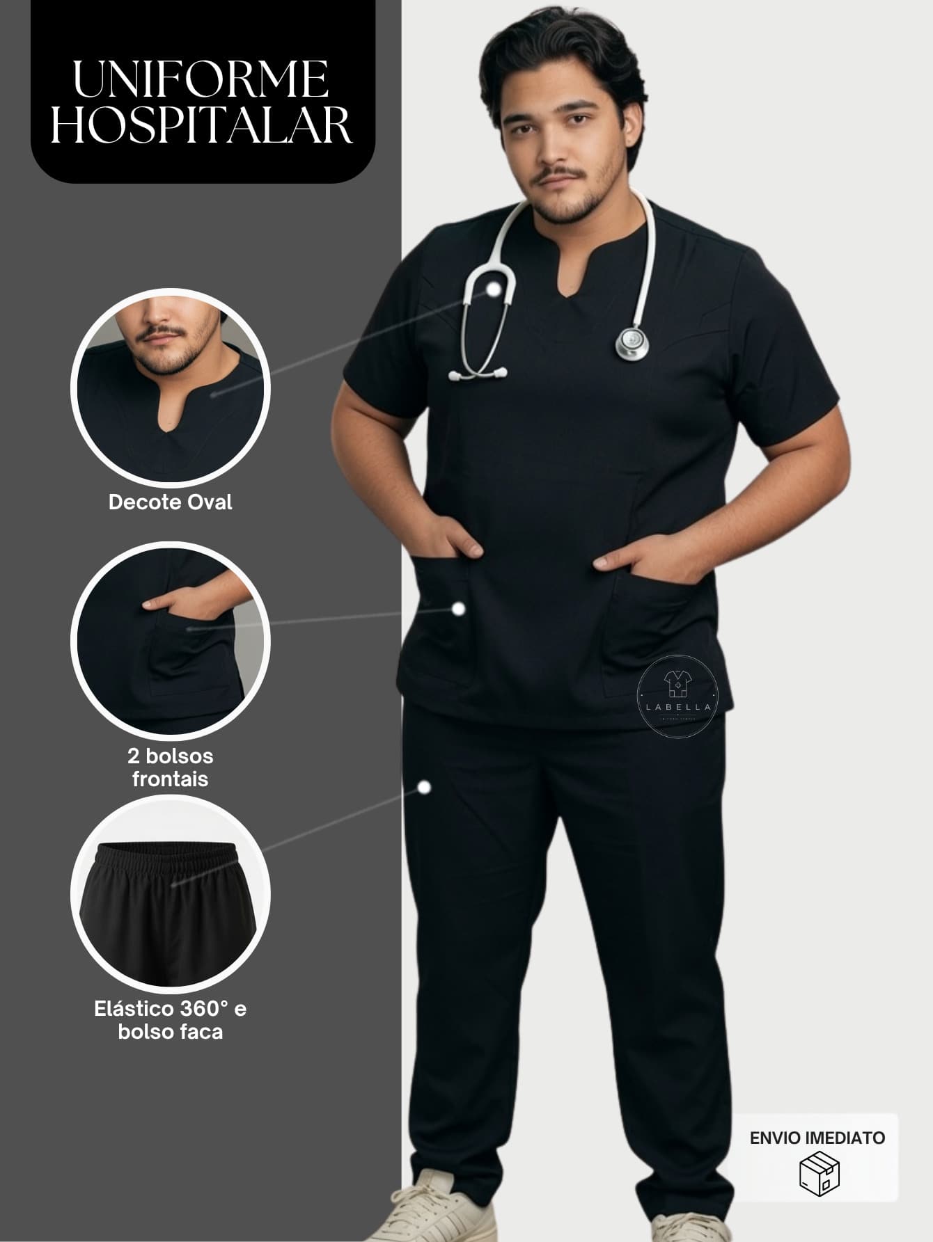 Roupas de Trabalho Hospitalare Plus Size Clínica Odontológica, Terno Cirúrgico de Enfermeira Veterinária  Todos    Ajuste Regular    Bolso    Dia das Enfermeiras