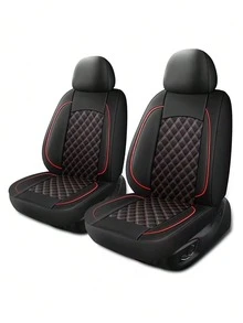 Universal PU Car Seat Cover Set, Diamond Quilted Car Seat Protector With Colorful Piping, Non-Slip Back Breathable Full Set Seat Cushions, Easy Installation Interior Accessories, Suitable For Sedan SUV Truck Pickup, Car Interior Protection Set - A - View 14