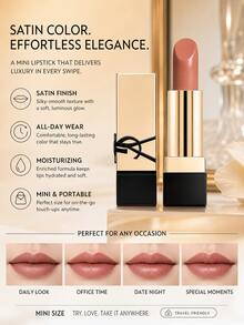 Saint Laurent Black & Gold Embossed Square Tube NM Nude Muse 1.3g Moisturizing Trial Size, Portable Multi-Use, Suitable For Natural Makeup - Lipstik Yves Saint Laurent NM 1.3g - View 2