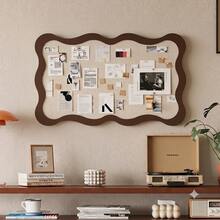 1pc Large 23.6x15.7 Inch Wavy Frame Felt Bulletin Board, Aesthetic Fan-Shaped Edge Felt Pinboard, Self-Adhesive Photo Display & Memo Vision Board, Suitable For Home Office And Room Decor - A - View 1