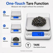 Báscula electrónica de cocina y café de acero inoxidable 3000g/0.1g - Plateado - Ver 5