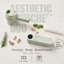 Space-Saving Kitchen Gadget Duo: Cordless Food Processor & Portable Bag Resealer For College Dorms & Small Apartments,Chip Bag Sealer,Food Saver Machine,Coffee Storage,Kitchen Gadgets 2026,Kitchen Essentials,Coffee Bar Essentials,Dorm Room Stuff - Multicolor - View 2