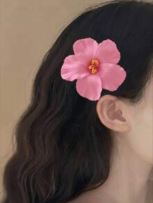 3件組夏威夷雞尾花與朱槿花髮夾，熱帶人造花髮夾，適合海灘度假、夏季派對、婚禮與送禮 - 彩色 - 查看 4