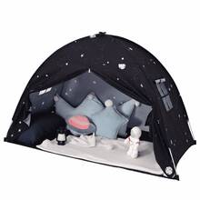 Kids Twin Size Bed Tent With Flags - Portable Foldable Canopy For Toddler Beds, Indoor Playhouse, Privacy Space For Boys & Girls, Perfect Gift For Bedroom Decor(Black Star) - 黑色星空 - 查看 11