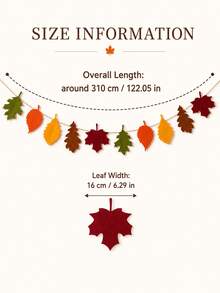 Felt Autumn Maple Leaf Garland Banner Decoration, Colorful Autumn Leaf Hanging Decor, Suitable For Fireplace, Wall, Classroom, Holiday Party, Family Gathering, Autumn Home Decor And Seasonal Home Accessories - A - View 7