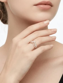 1pc Stunning Women's 925 Sterling Silver Moissanite Ring, Perfect Gift For Wedding, Proposal, Anniversary, Valentine's Day, Birthday And Halloween - Gold - View 5