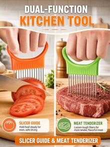 SMEGGEMS Suitable For Green Onion, Onion, Garlic, Fruit And Vegetables, Portable Kitchen Cooking Tool, Kitchen Accessory, Stainless Steel Onion Plug-In Vegetable Slicer, Suitable For 30 Households Fixed Slicer - View 5