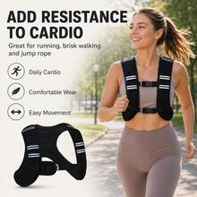 BSKT 3kg/5kg Iron Pellet Weighted Vest, Unisex Adult, Soft Breathable Neoprene, Double Buckle Adjustable Secure Fit Reflective Design, For Running, Fast Walking And Strength Training - Black - View 7