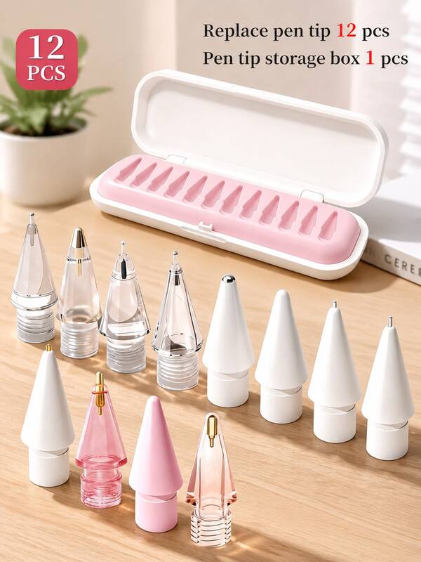 1/4/6/12pcs Replacement Pencil Tips, Compatible With Apple Pencil Pro, Fine Metal Tips For Apple Pencil 2nd Gen And 1st Gen/Apple Pencil USB-C, Wear-Resistant And Precise Control Pencil Tip Set, Gift Box, Suitable For Mothers, Family, Friends, Birthday, Holiday Pencil Accessories