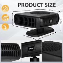 Reletech OmLife 12V-24V Car Defrost Heater, Dual Heating & Cooling Fan, Portable Handheld Car Window Defroster, Suitable For Cars, Trucks And SUVs - Black - View 5