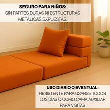 Sofá Cama Individual 190x70x15 Poliéster - Naranja - Ver 6