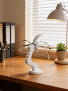 1pc/2pcs Abstract Face Shaped Glasses Holder, Minimalist Glasses Stand Desktop Decor, Creative Glasses Display Rack, Glasses Storage Organizer, Modern Desktop Ornament, Suitable For Bedroom, Office, Etc., Unique Gift For Glasses Wearers - Multicolor - View 3