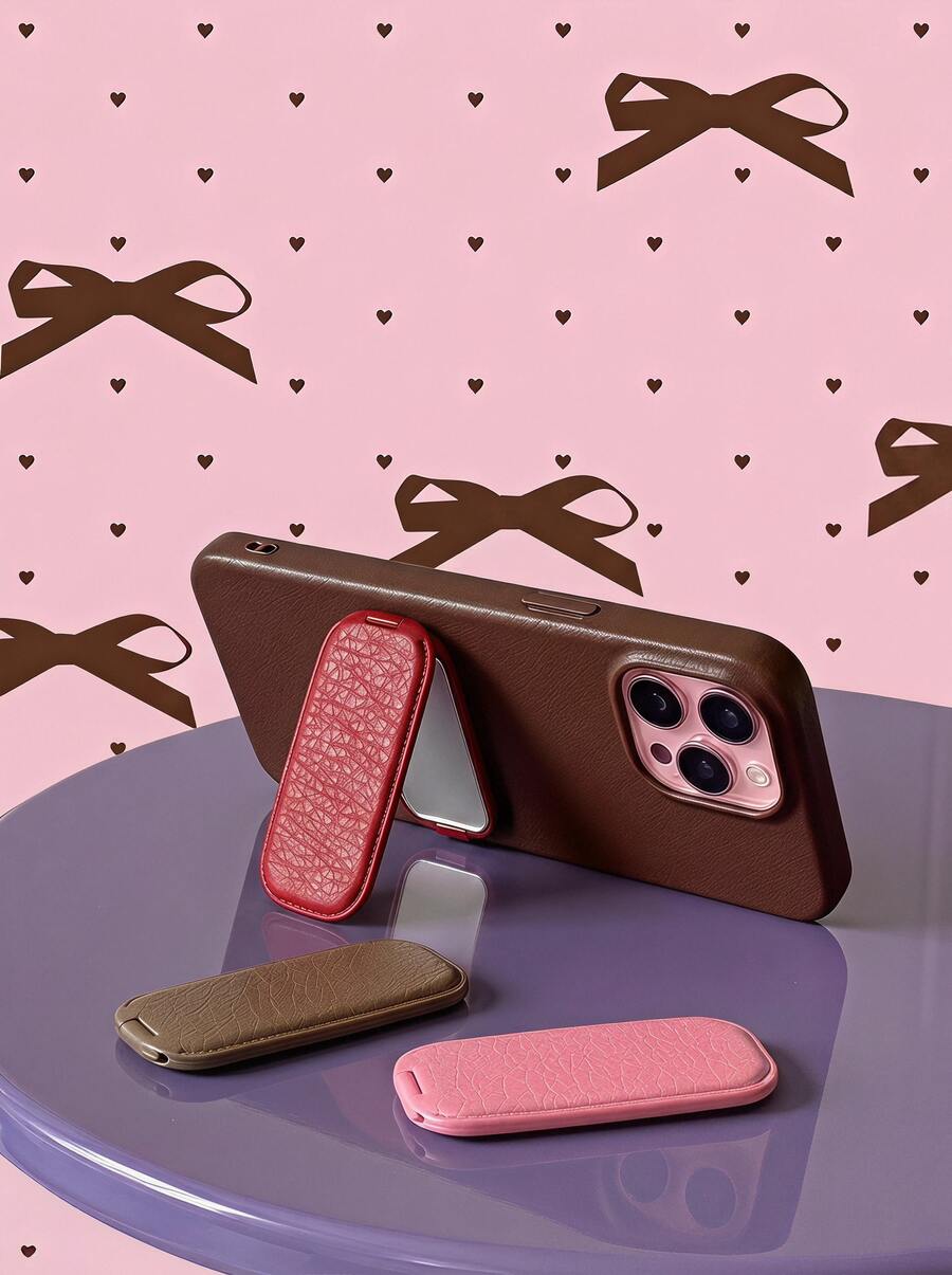 Joivida Phone Stand With Mirror, Lightweight Portable Makeup Mirror Stand, Convenient Desktop Phone Holder, Phone Accessories, Phone Mirror Stand, Universal Phone Back Sticker, Transparent Mirror Stand, Slouchy Person Desktop Phone Holder - Multicolor - View 1