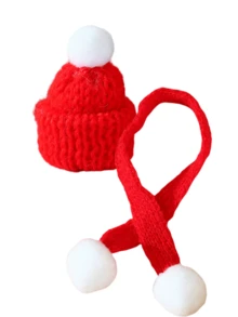 Mini Knitted Christmas Hat & Scarf Set, Red Green Red White Striped Yarn Wine Bottle Decor, Holiday Table Wine Glass DIY Atmosphere Ornament Accessory - Miniature Decoration - View 14