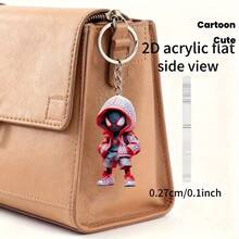 Panini 2D Flat Acrylic Spider Hero Keychain, Non-3D Cute Hoodie Character Bag Charm Accessory - Multicolor - View 8