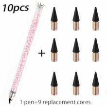 10pcs Crown Quicksand Eternal Pencils, No Sharpening Required Replaceable Nib Eternal Pencils, Cute Japanese Style Stationery, Suitable For Students Writing And Drawing - Sets - View 14