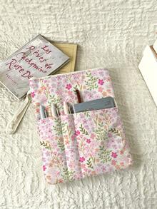 1pc Colorful Floral Quilted Zipper Book Cover, 11.02" X 8.66", With Handle For Easy Carrying, Can Store Books, Tablets, Stationery, Thickened Protective Cover, Ideal Choice For Book Lovers, Back To School Essential, Gift For Family, Friends, Teachers, Halloween Gift, Christmas Gift - Multicolor - View 5