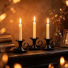 Christmas Wedding Candle Holder Black/Gold With Drip Tray Curved Handle Halloween Table Centerpiece Home Decor Ornament - Multicolor - View 7