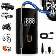 1 PC Tire Inflator Portable Air Compressor For Cars & Bicycles | Cordless Rechargeable Air Pump, Digital Pressure Gauge, Bright LED Light & Auto Shut-Off, Portable Tire Pump For Motorcycle And All Tires - Wireless - View 1