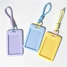Bus Card Campus Card ID Badge Access Card Meal Card ID Card Lanyard Wrist Strap Anti-Loss Macaron INS Card Holder Keychain Document Protector Lanyard Dopamine Transparent Fashion Card Holder Back To School Essential - Rectangle - View 7